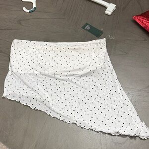 Wild Fable White Asymmetrical Skirt with Black Dots